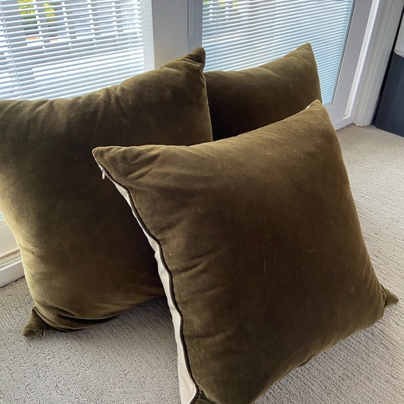 Olive Green Velvet Throw Pillow Cases (Pillows not included) - Picture 1 of 4